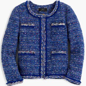 J. Crew Braided Trim Multicolor Cobalt Tweed Lady Jacket